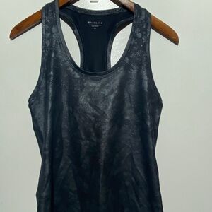 Athleta Women's Black Silver Shanti Misty Lace Print Racerback Tank Top Medium